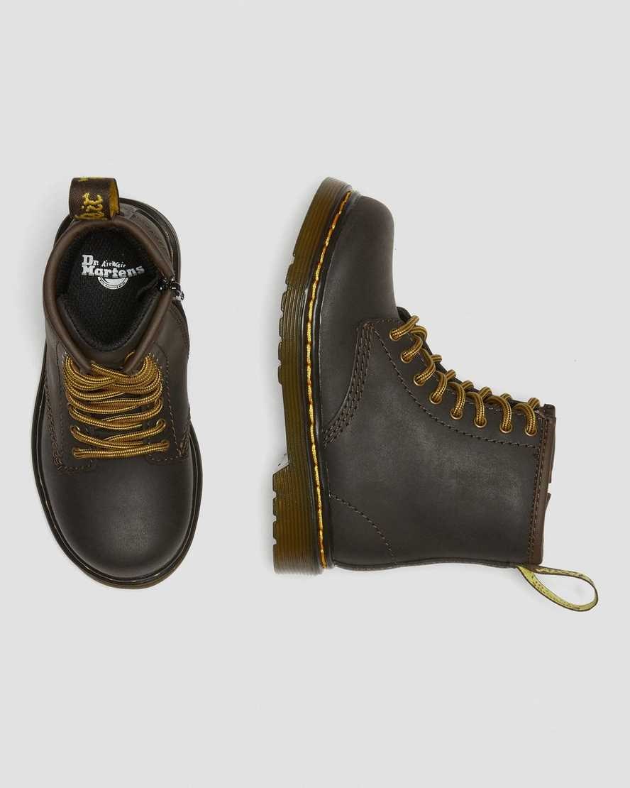 Dr Martens Toddler 1460 Wildhorse Leather Kids' Lace Up Boots Dark Brown Wildhorse Lamper | ABPUIY302