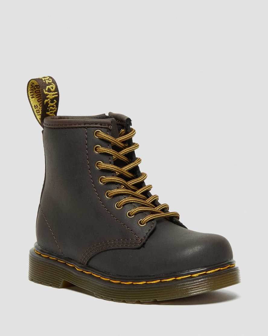 Dr Martens Toddler 1460 Wildhorse Leather Kids' Lace Up Boots Dark Brown Wildhorse Lamper | ABPUIY302