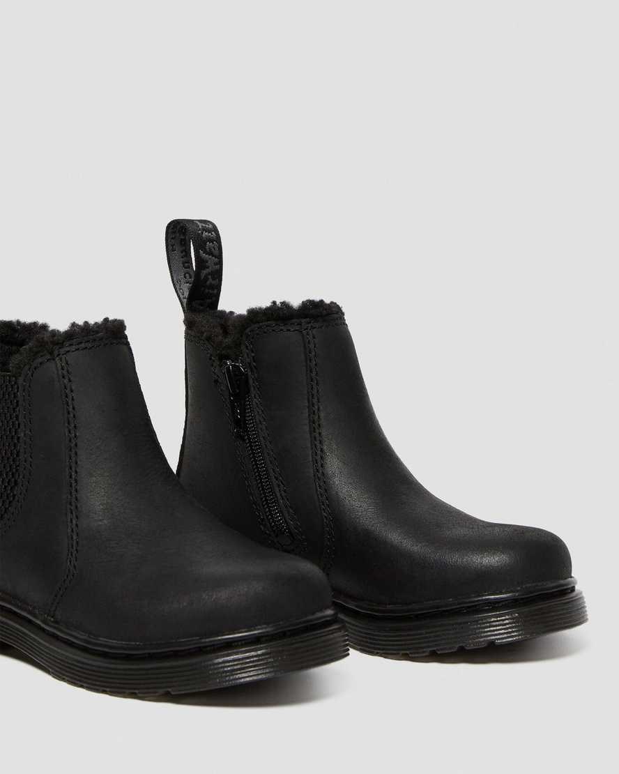 Dr Martens Toddler 2976 Faux Fur Lined Kids' Chelsea Boots Black Republic Wp | TXGADJ260