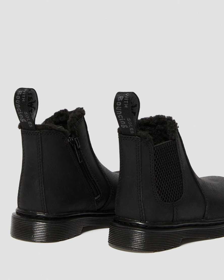 Dr Martens Toddler 2976 Faux Fur Lined Kids' Chelsea Boots Black Republic Wp | TXGADJ260