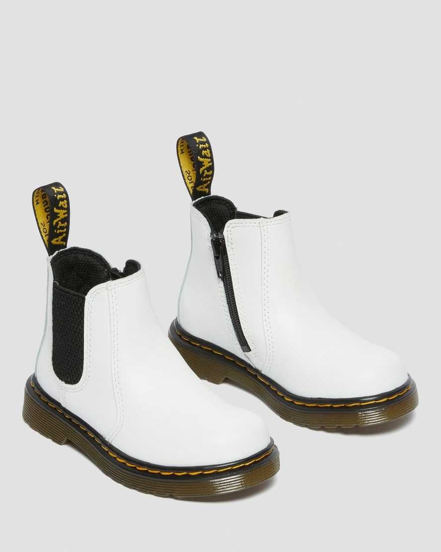 Dr Martens Toddler 2976 Leather Kids' Chelsea Boots White Romario | XQJUNZ126