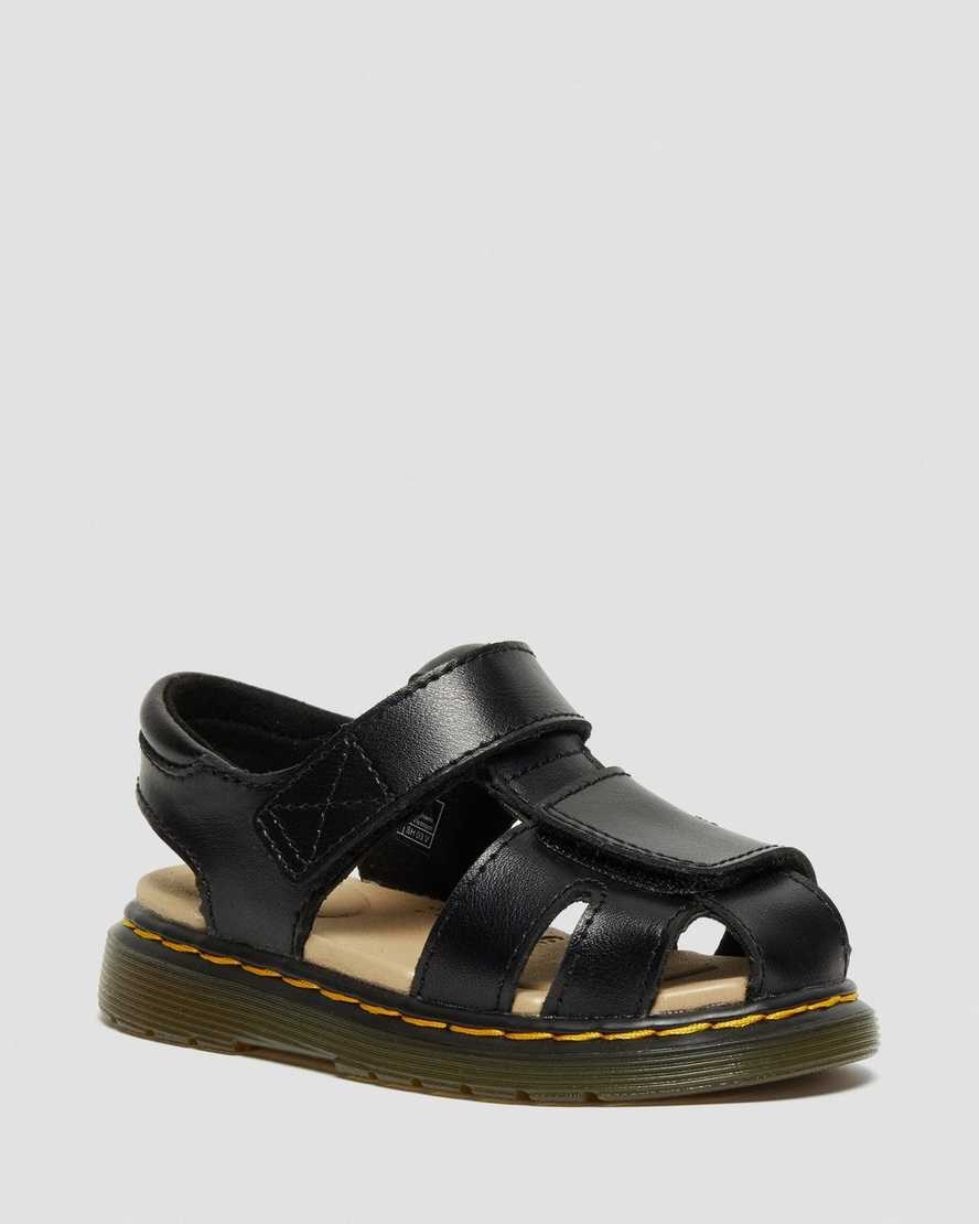 Dr Martens Toddler Moby II Leather Kids' Velcro Sandals Black T Lamper | ZKJUPC206