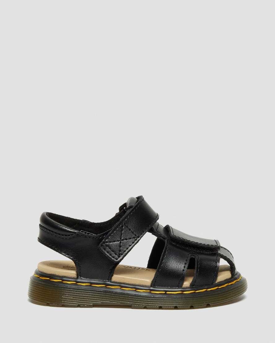 Dr Martens Toddler Moby II Leather Kids' Velcro Sandals Black T Lamper | ZKJUPC206