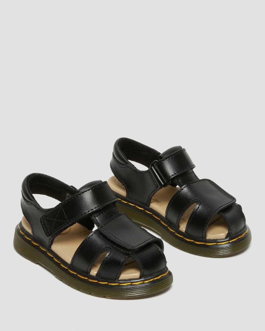 Dr Martens Toddler Moby II Leather Kids' Velcro Sandals Black T Lamper | ZKJUPC206