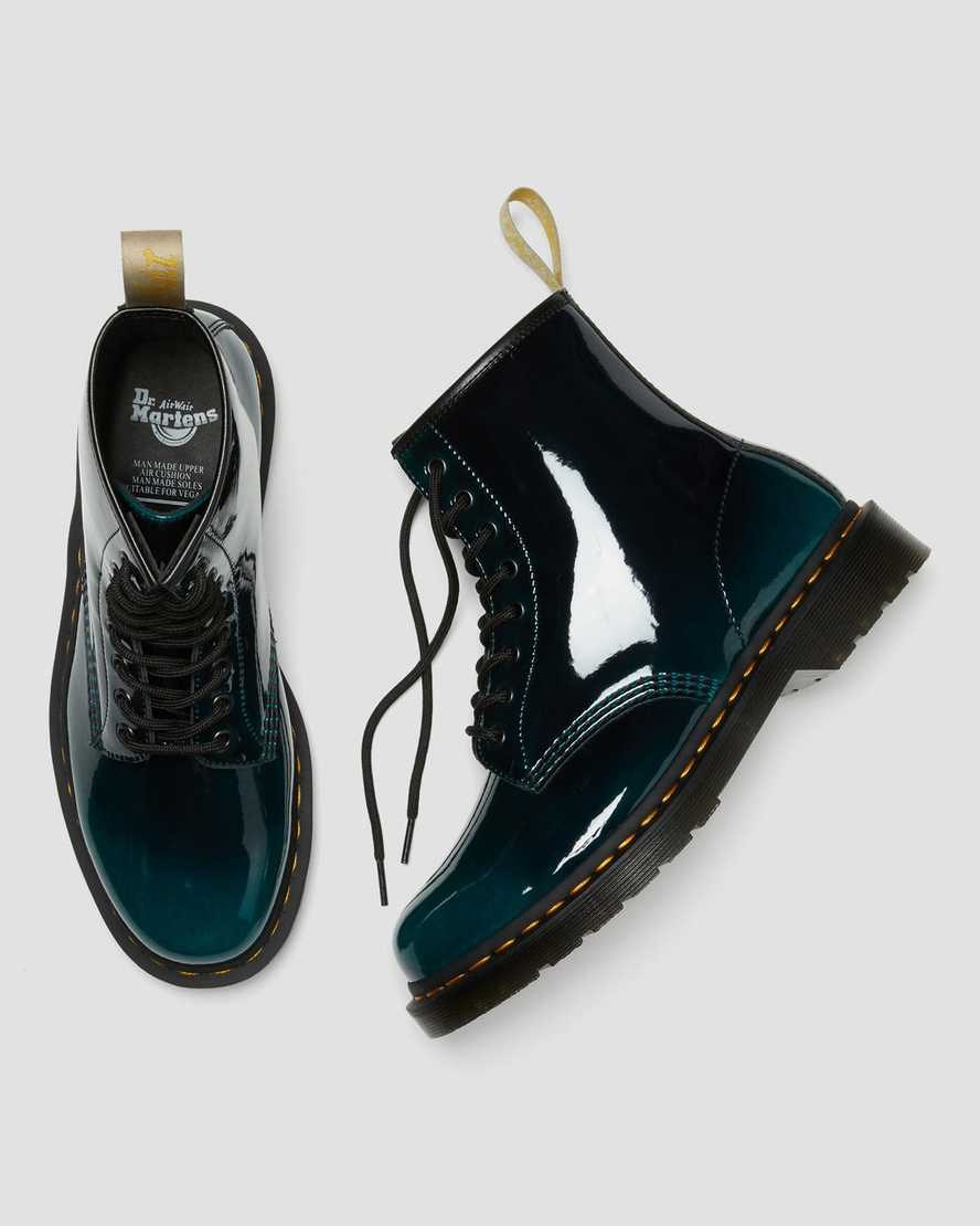 Dr Martens Vegan 1460 Gloss Men's Lace Up Boots Black Gloss Pull Up | YXAIUS764