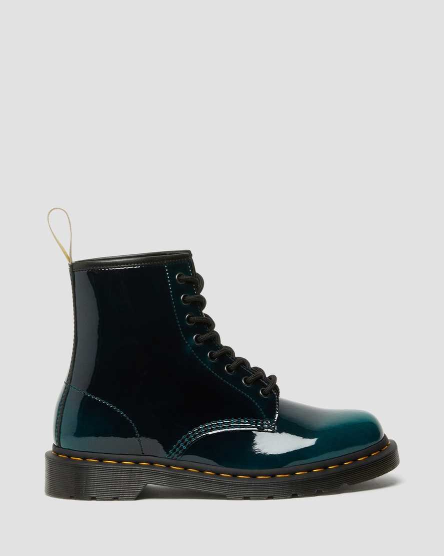 Dr Martens Vegan 1460 Gloss Men's Lace Up Boots Black Gloss Pull Up | YXAIUS764