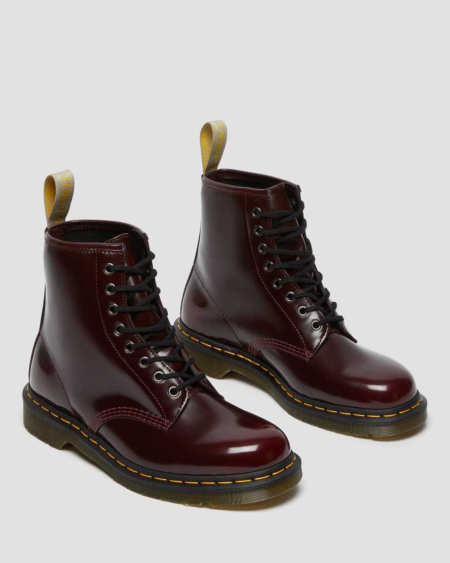 Dr Martens Vegan 1460 Men's Ankle Boots Cherry Red Oxford Rub Off | BUORKA217