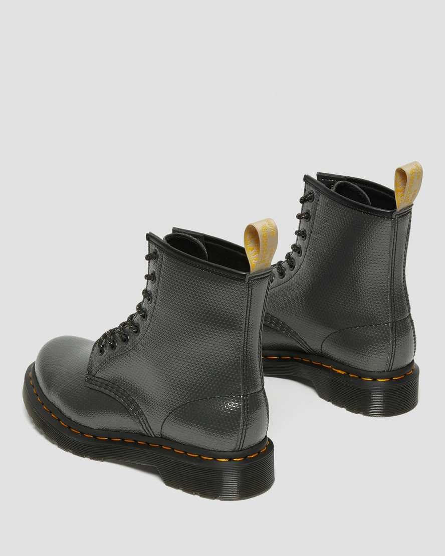 Dr Martens Vegan 1460 Metallic Emboss Women's Lace Up Boots Grey Alumix Hex Emboss | RFCQJE057