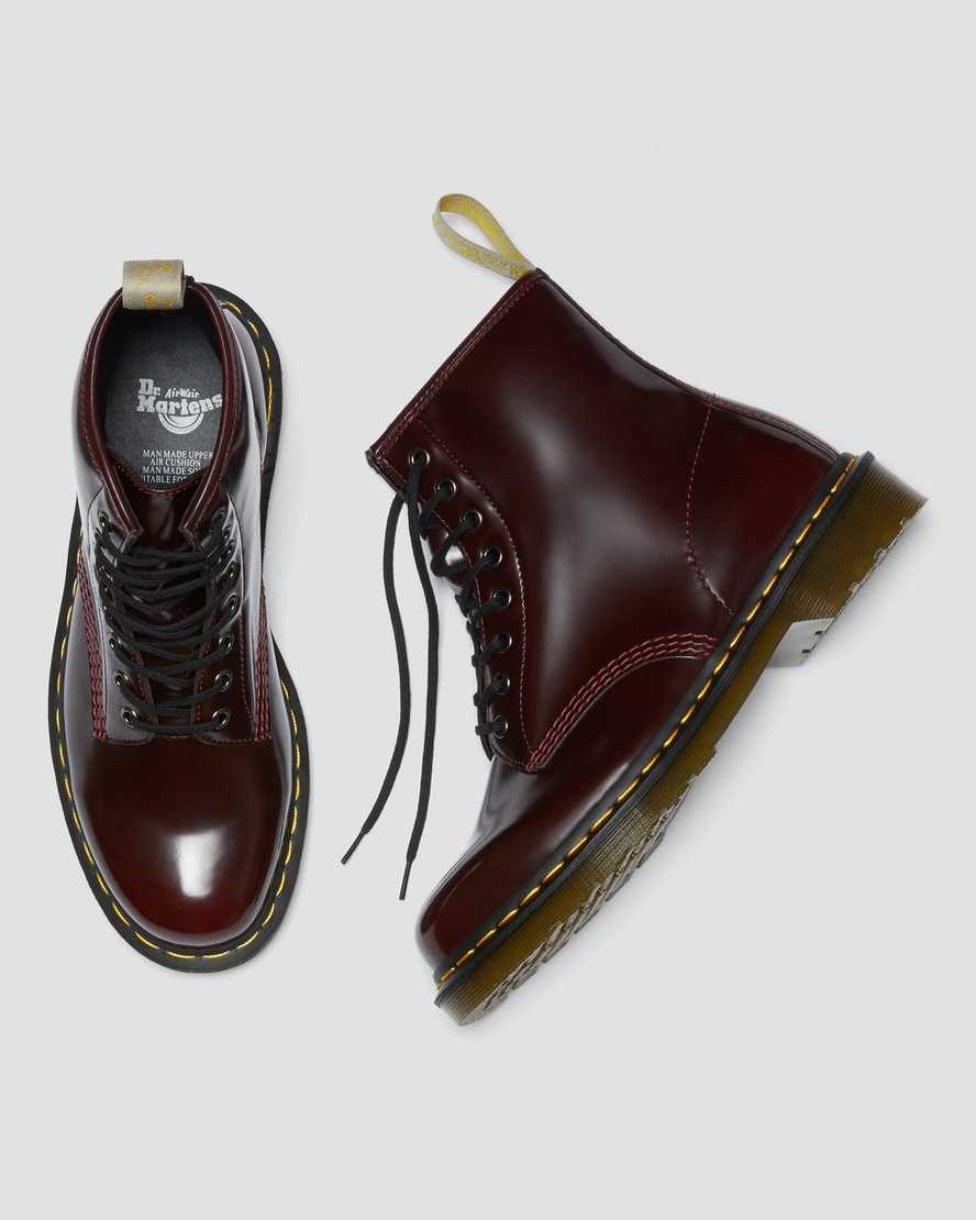 Dr Martens Vegan 1460 Women's Ankle Boots Cherry Red Oxford Rub Off | IVGQZD482