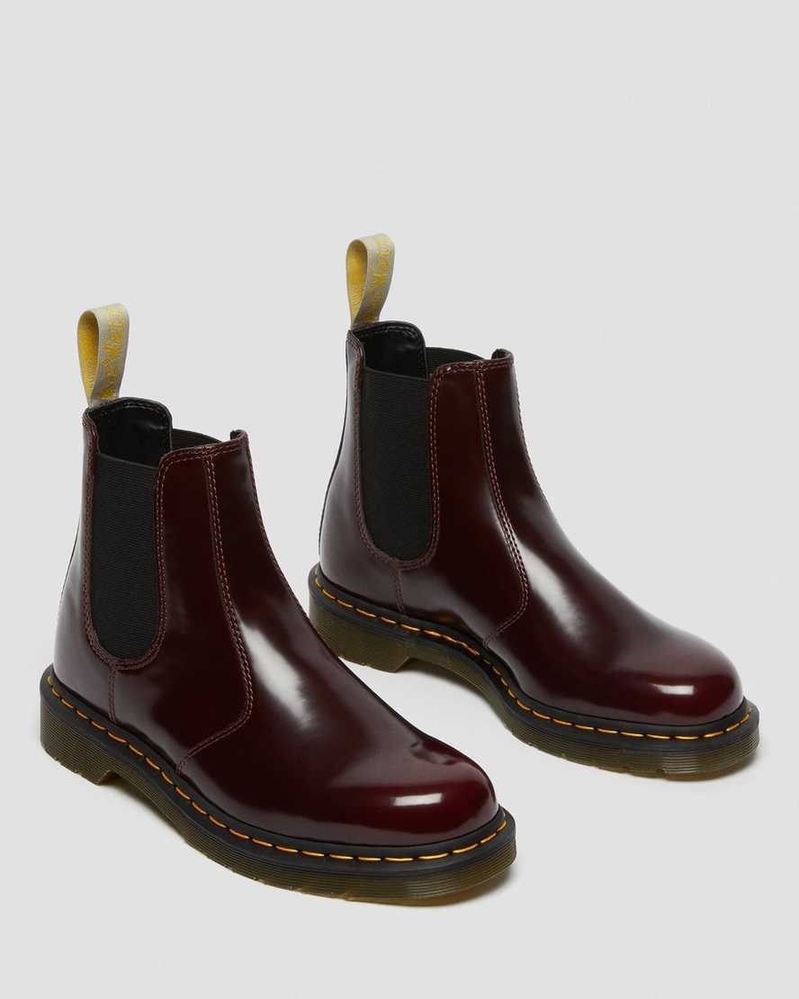 Dr Martens Vegan 2976 Women's Ankle Boots Cherry Red Oxford Rub Off | TQZXYR431