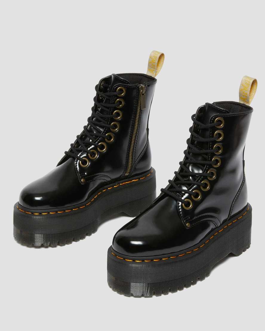 Dr Martens Vegan Jadon Max Men's Zip Up Boots Black Oxford | VIGPJT248