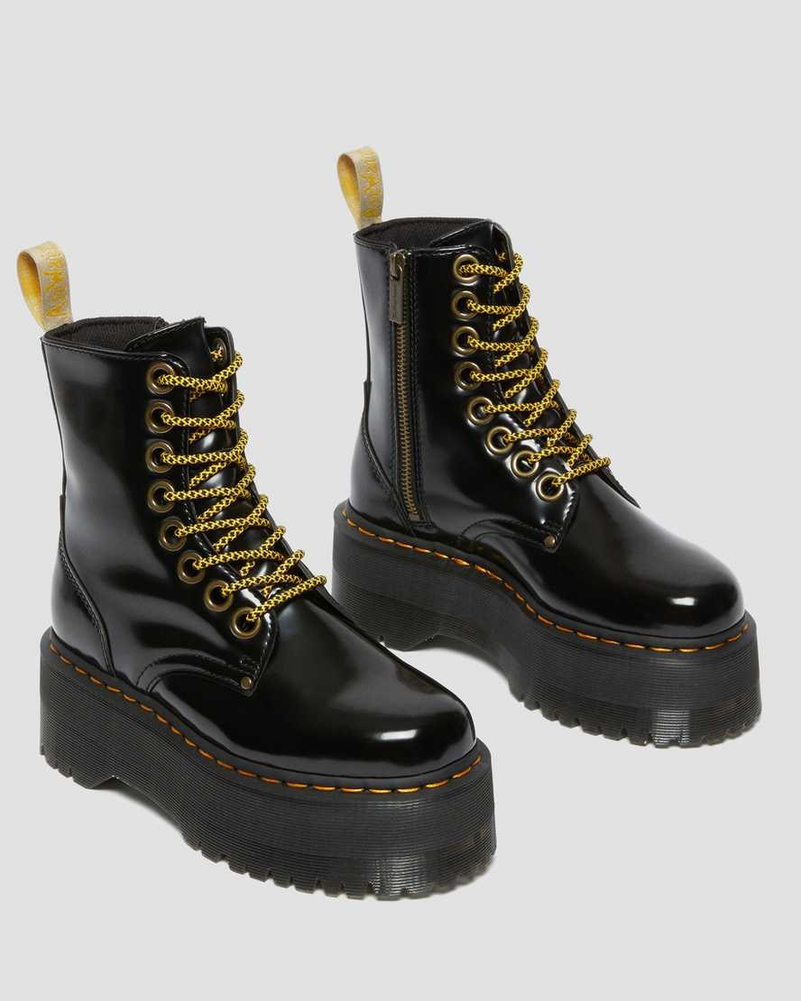 Dr Martens Vegan Jadon Max Men's Zip Up Boots Black Oxford | VIGPJT248