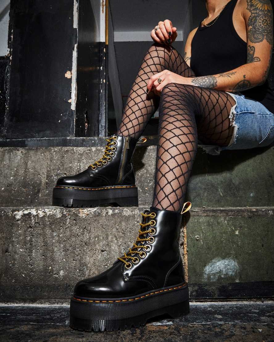 Dr Martens Vegan Jadon Max Women's Lace Up Boots Black Oxford | WGKBUA613