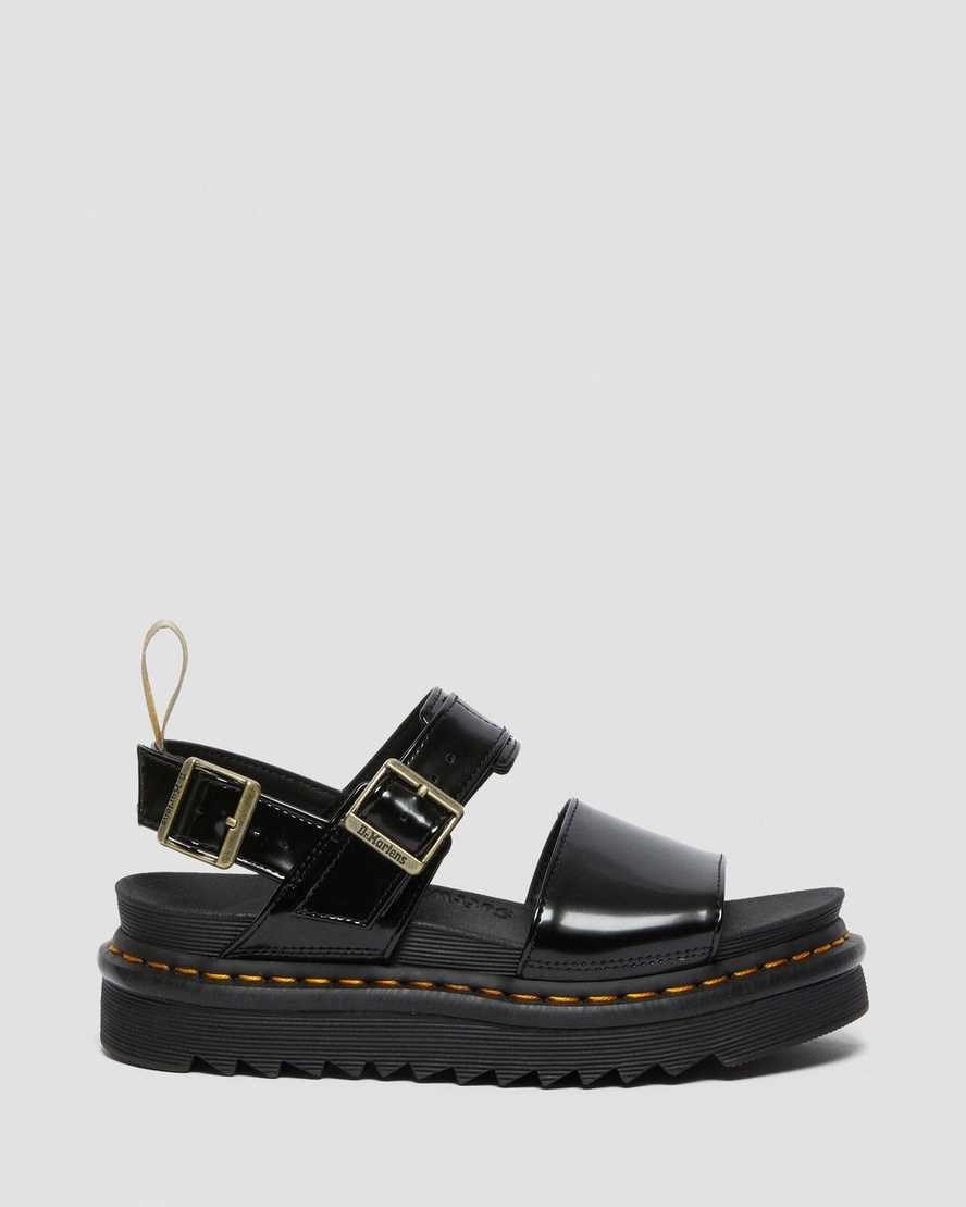 Dr Martens Vegan Voss Women's Strap Sandals Black Oxford | VRTDBJ418