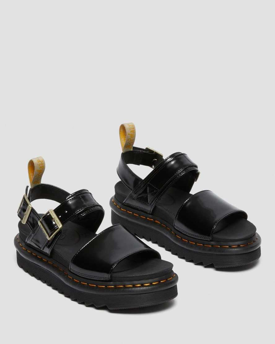 Dr Martens Vegan Voss Women's Strap Sandals Black Oxford | VRTDBJ418