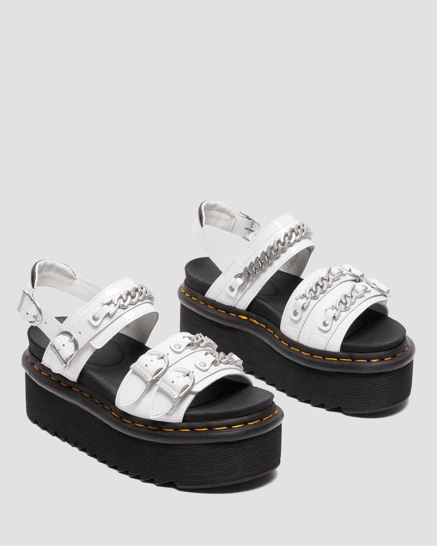 Dr Martens Voss II Chain Patent Leather Women's Patent Sandals White Patent Lamper | KXGINM968