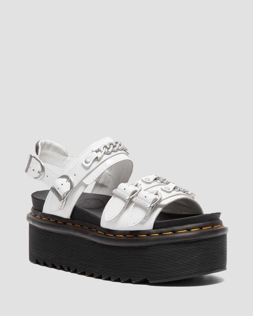 Dr Martens Voss II Chain Patent Leather Women\'s Patent Sandals White Patent Lamper | KXGINM968