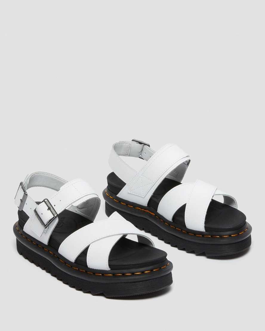 Dr Martens Voss II Leather Women's Strap Sandals White Hydro Leather | ATWKSR150