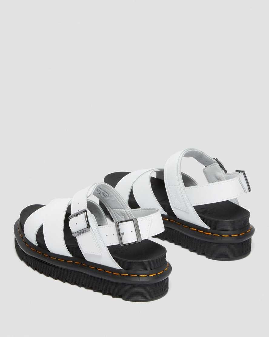 Dr Martens Voss II Leather Women's Strap Sandals White Hydro Leather | ATWKSR150