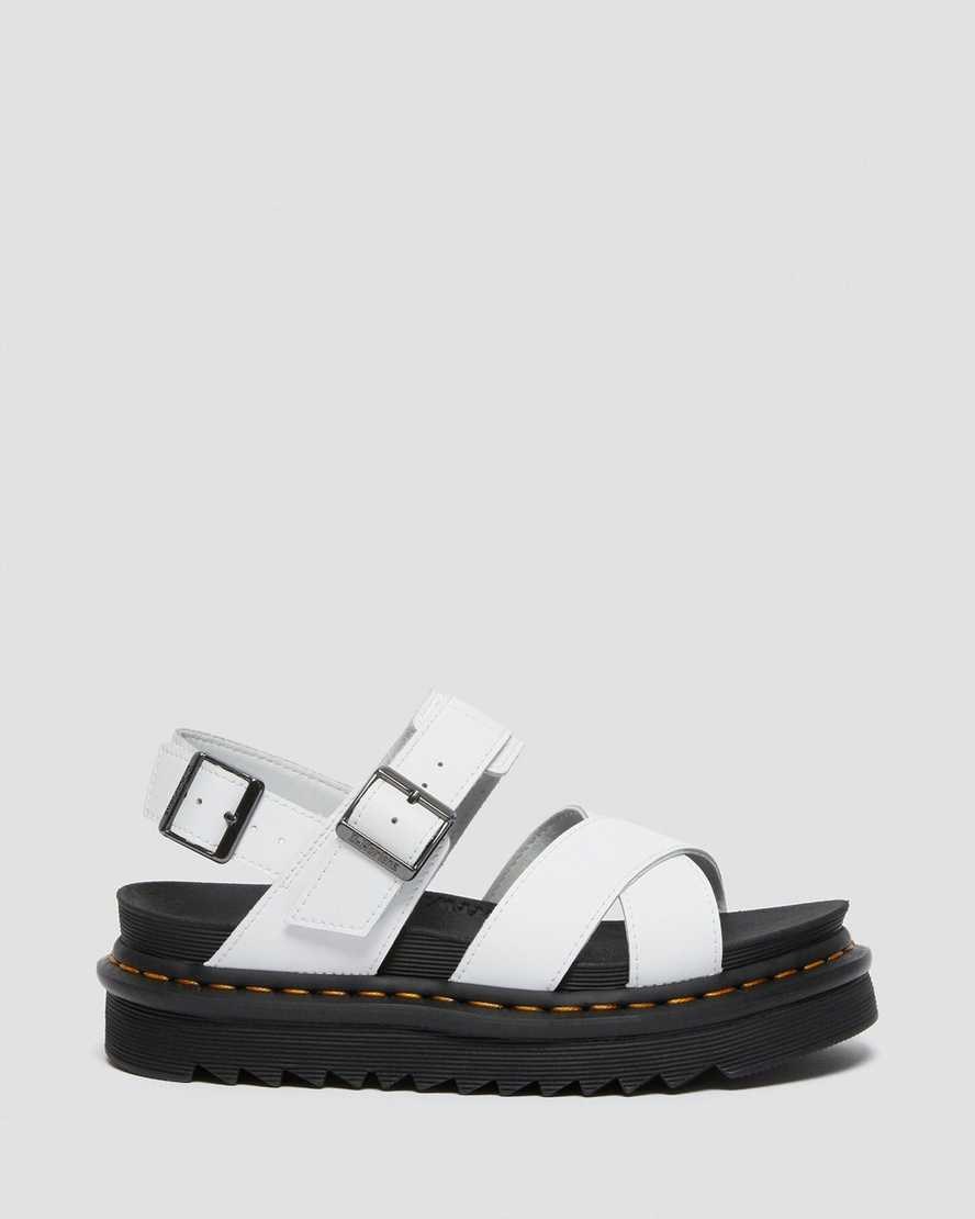 Dr Martens Voss II Leather Women's Strap Sandals White Hydro Leather | ATWKSR150