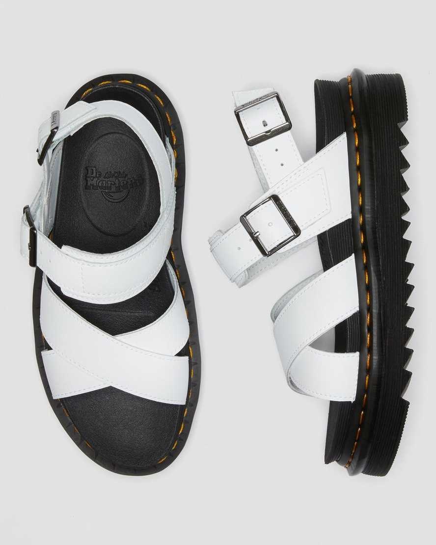 Dr Martens Voss II Leather Women's Strap Sandals White Hydro Leather | ATWKSR150