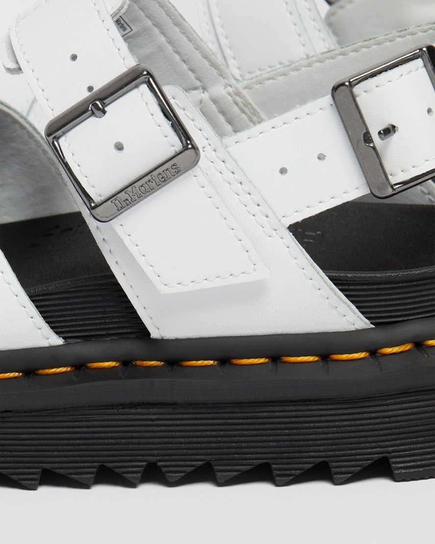 Dr Martens Voss II Leather Women's Strap Sandals White Hydro Leather | ATWKSR150