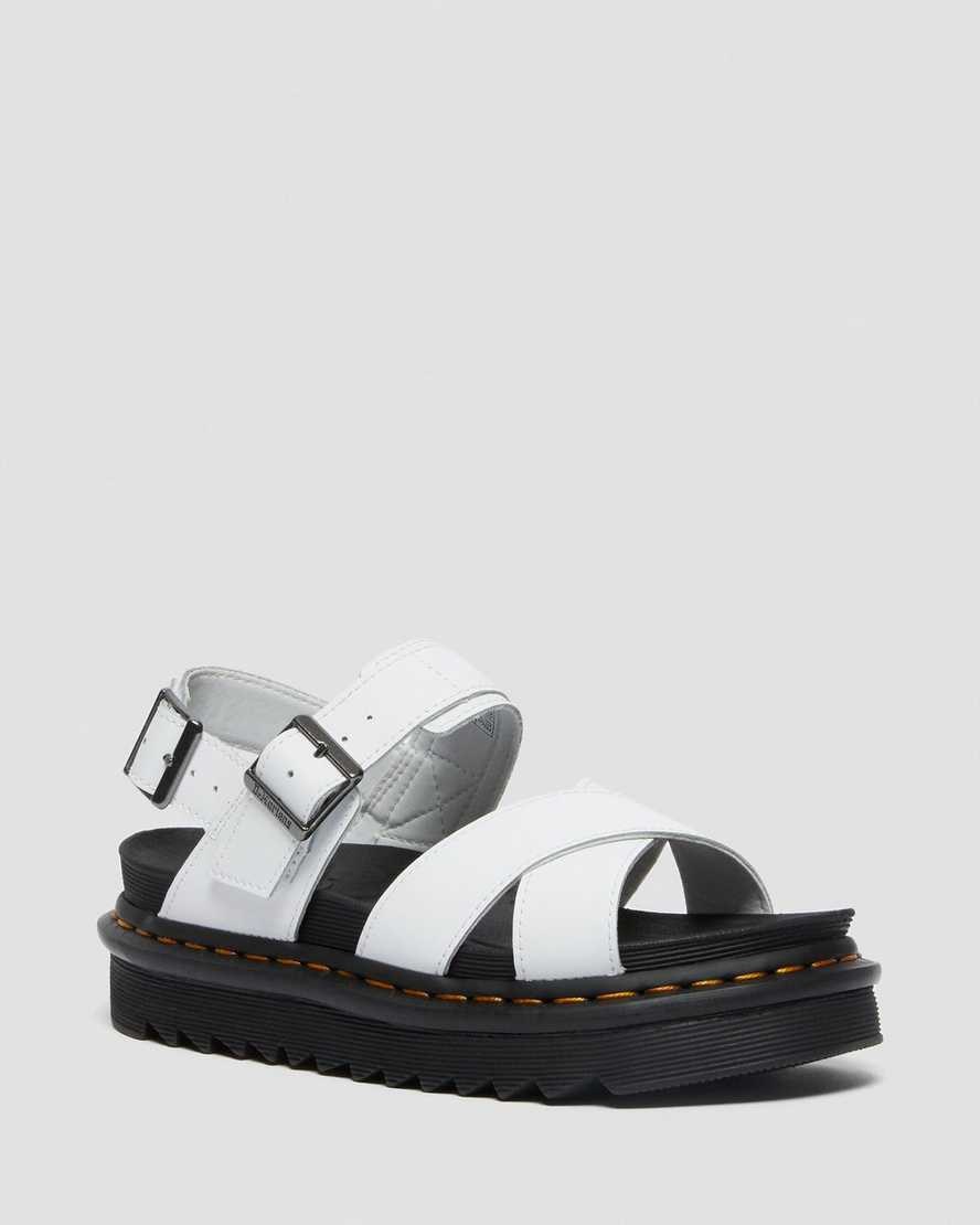 Dr Martens Voss II Leather Women\'s Strap Sandals White Hydro Leather | ATWKSR150