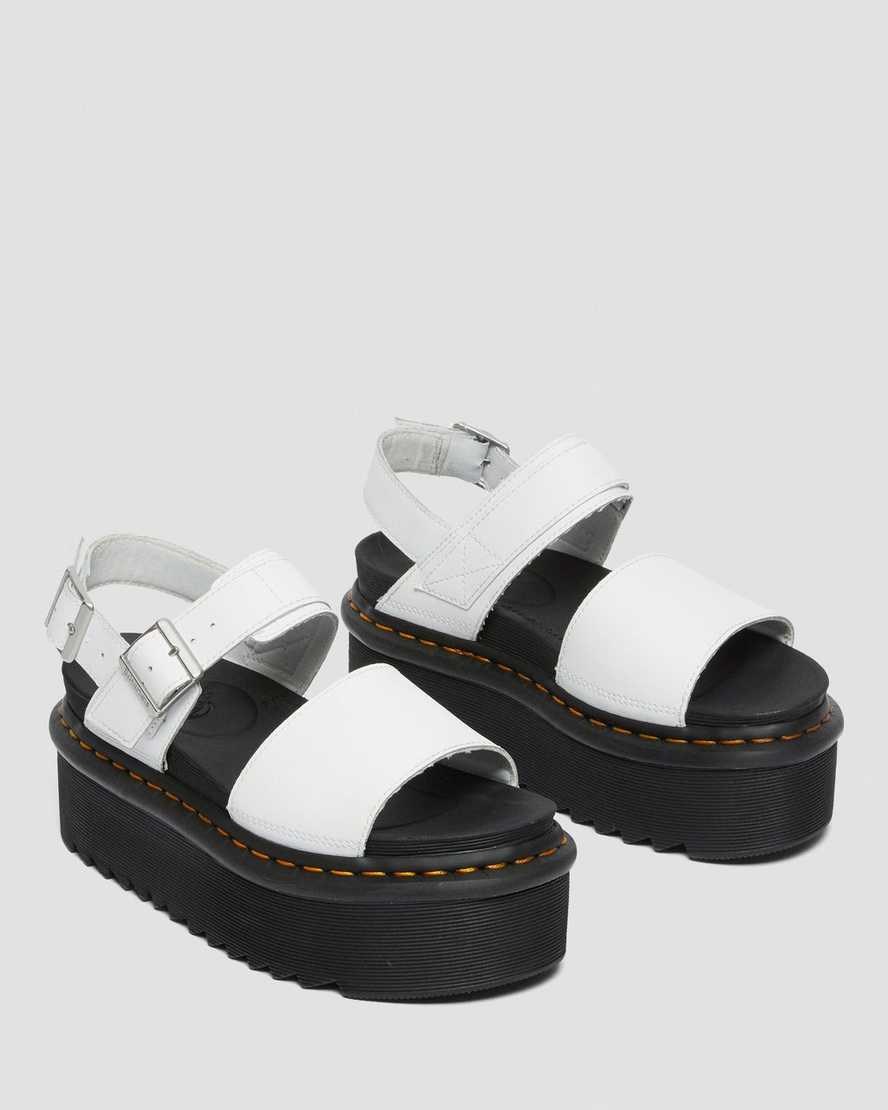 Dr Martens Voss Leather Women's Strap Platform Sandals White Hydro Leather | SHZIOU391