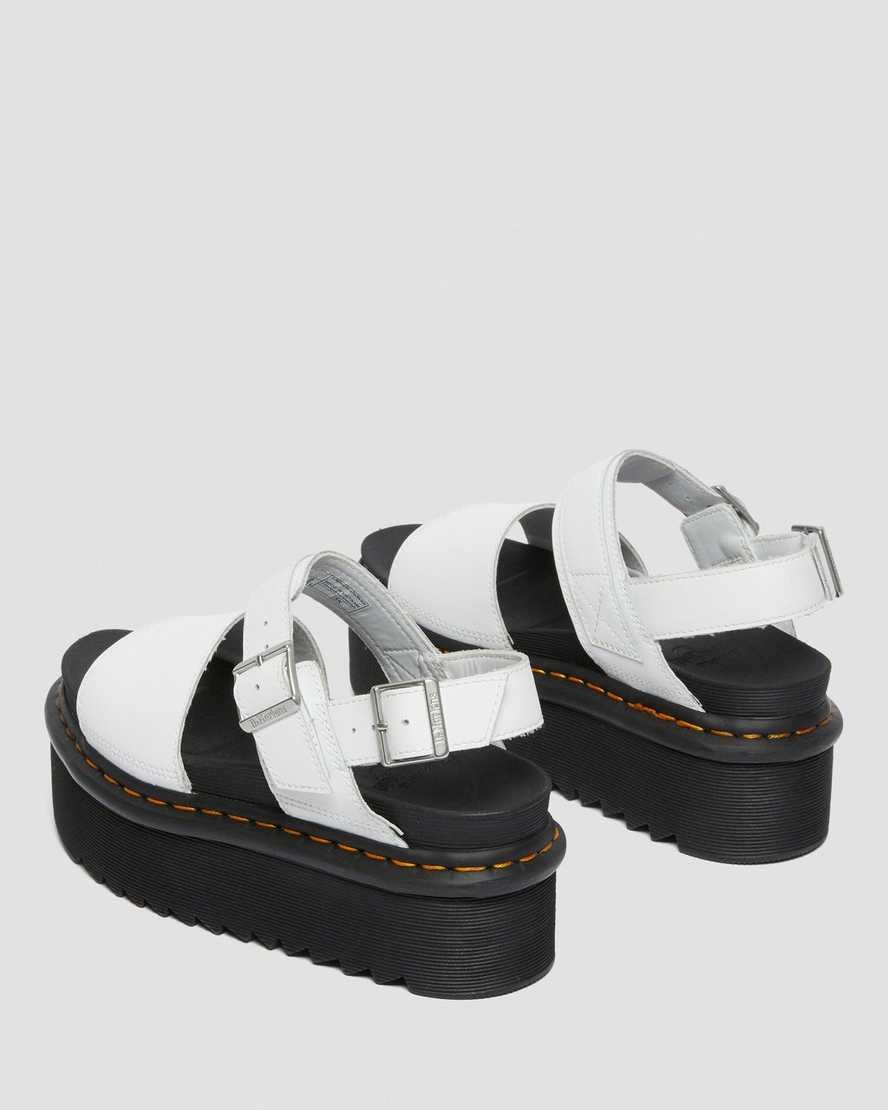 Dr Martens Voss Leather Women's Strap Platform Sandals White Hydro Leather | SHZIOU391