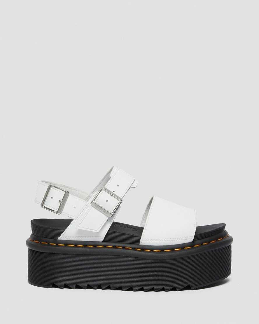 Dr Martens Voss Leather Women's Strap Platform Sandals White Hydro Leather | SHZIOU391