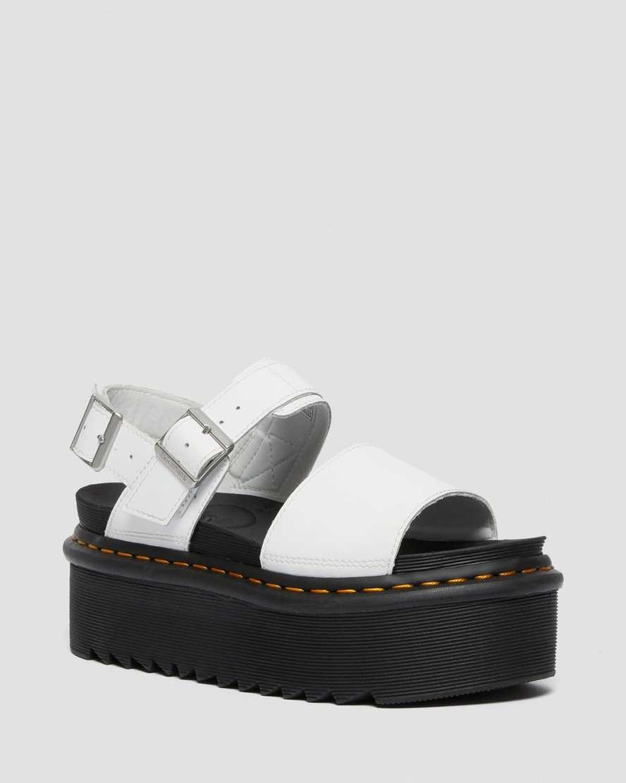 Dr Martens Voss Leather Women\'s Strap Platform Sandals White Hydro Leather | SHZIOU391