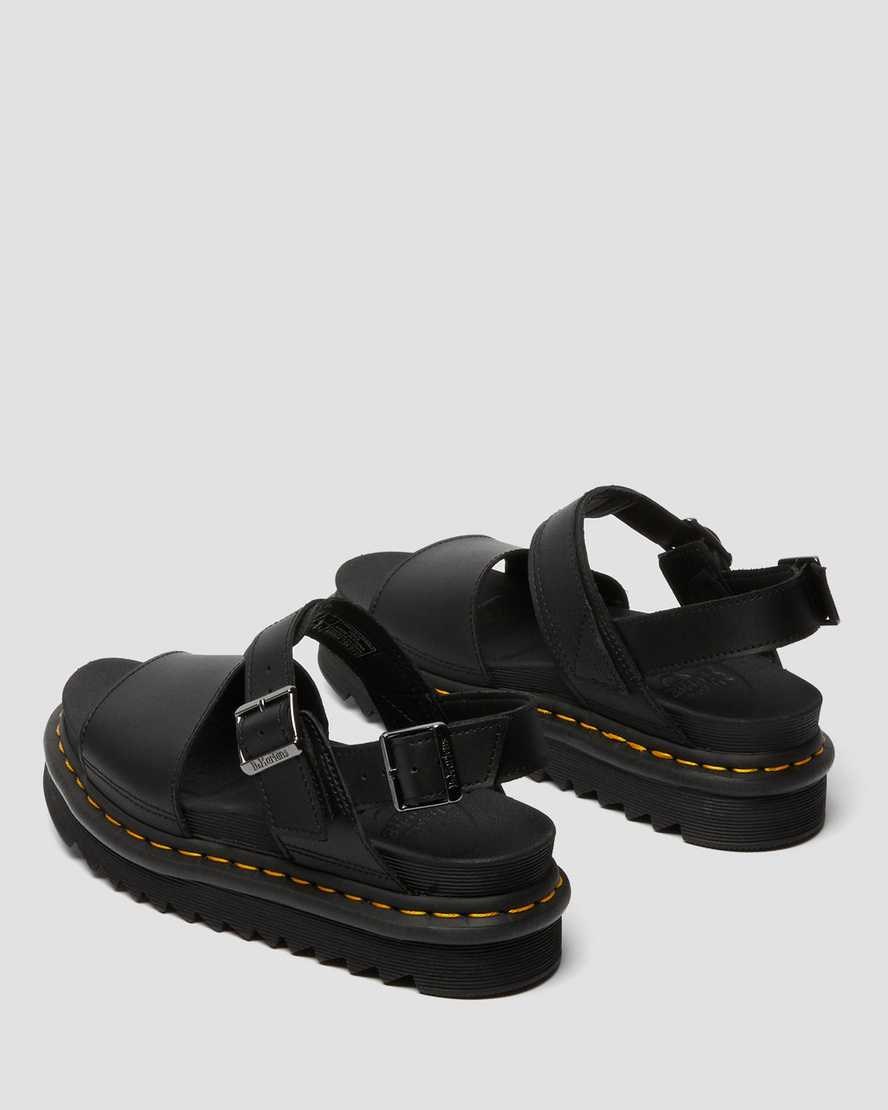 Dr Martens Voss Leather Women's Strap Sandals Black | FRBOVW958