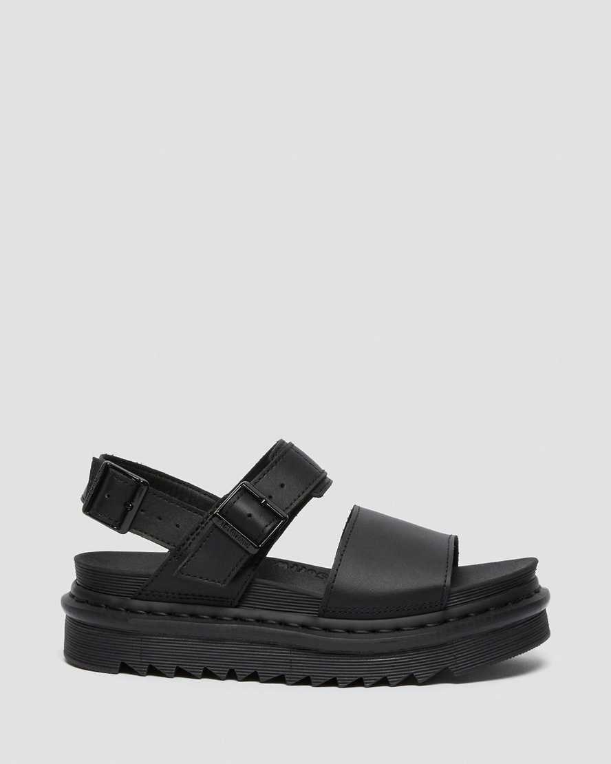 Dr Martens Voss Leather Women's Strap Sandals Black Hydro Leather | VHGKSW243