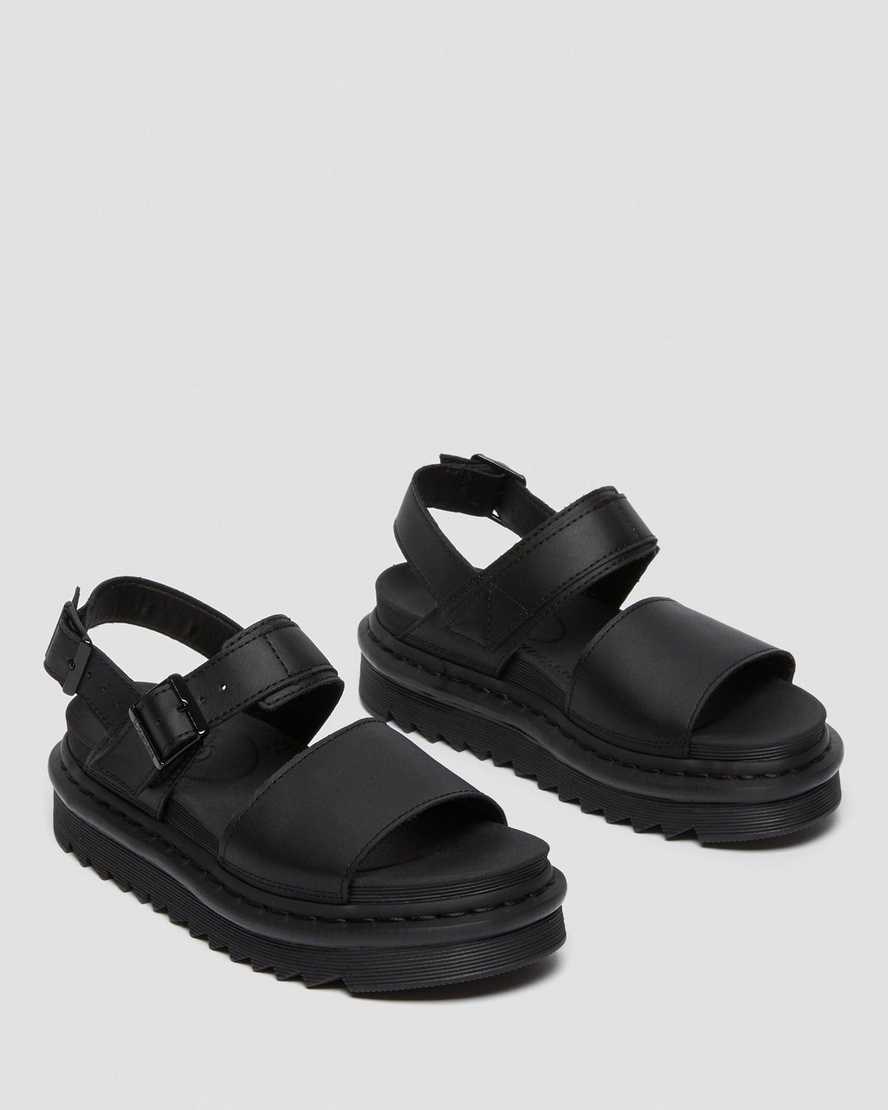 Dr Martens Voss Leather Women's Strap Sandals Black Hydro Leather | VHGKSW243