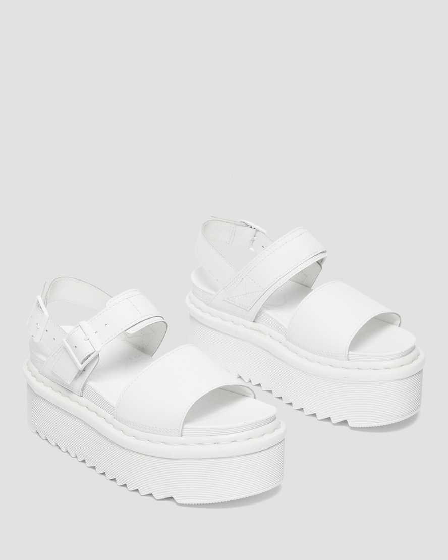 Dr Martens Voss Mono Leather Women's Platform Strap Sandals White Hydro Leather | YHXBNC396