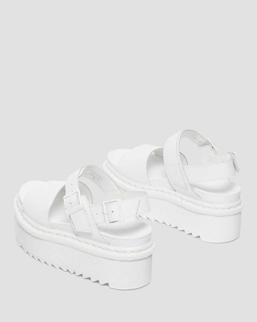 Dr Martens Voss Mono Leather Women's Platform Strap Sandals White Hydro Leather | YHXBNC396