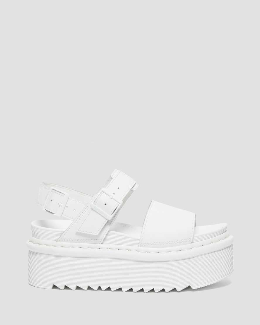 Dr Martens Voss Mono Leather Women's Platform Strap Sandals White Hydro Leather | YHXBNC396