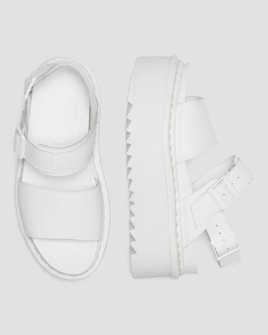 Dr Martens Voss Mono Leather Women's Platform Strap Sandals White Hydro Leather | YHXBNC396