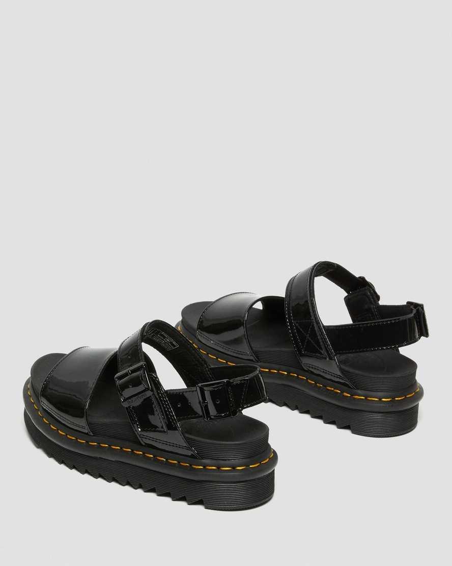 Dr Martens Voss Patent Leather Women's Patent Sandals Black Patent Lamper | NYUOKE504