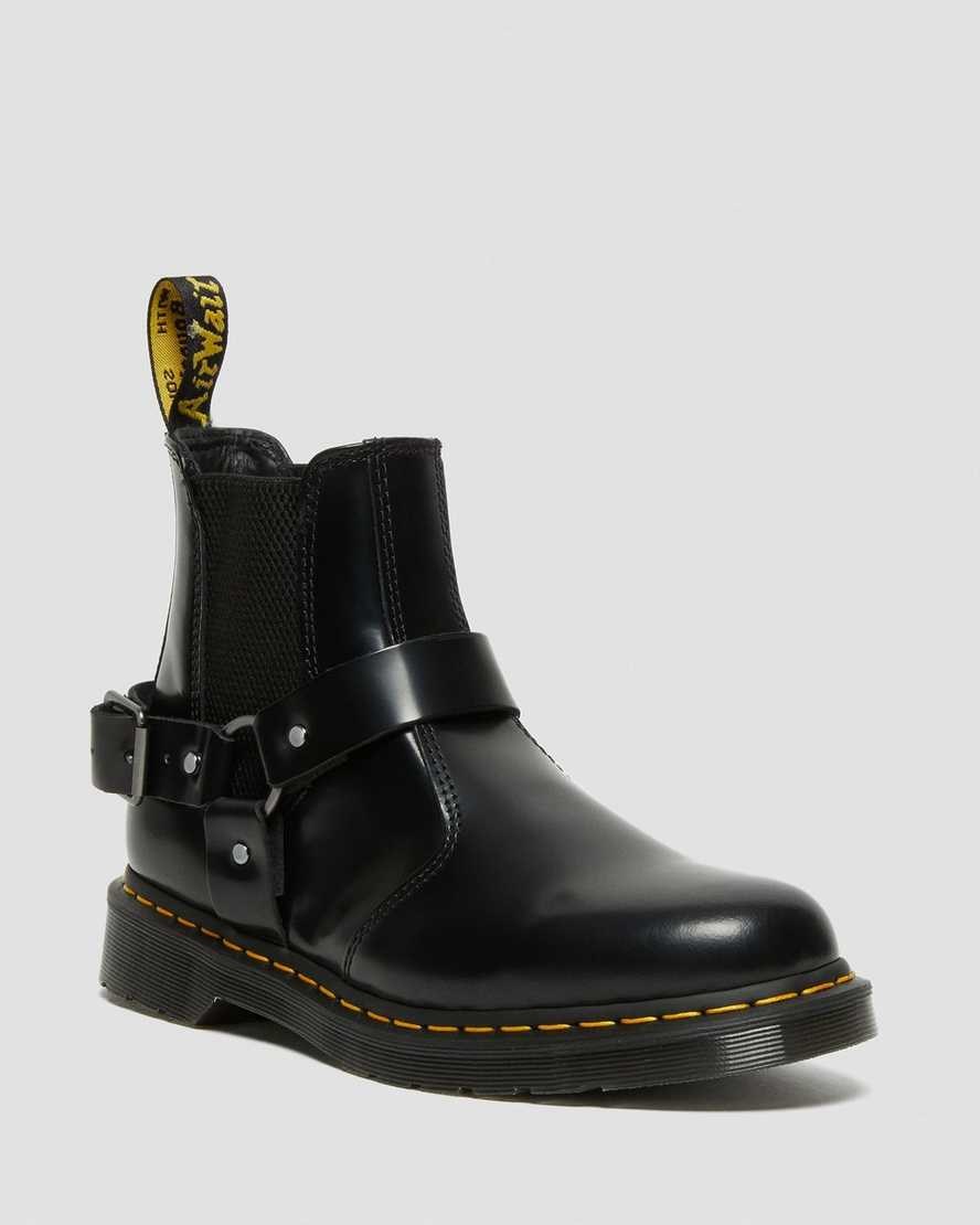 Dr Martens Wincox Smooth Leather Men\'s Ankle Boots Black Polished Smooth | FTGZDX780