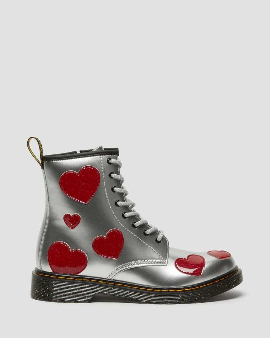 Dr Martens Youth 1460 Glitter Star Patent Kids' Lace Up Boots Metallic Patent Lamper | TBRMXV798