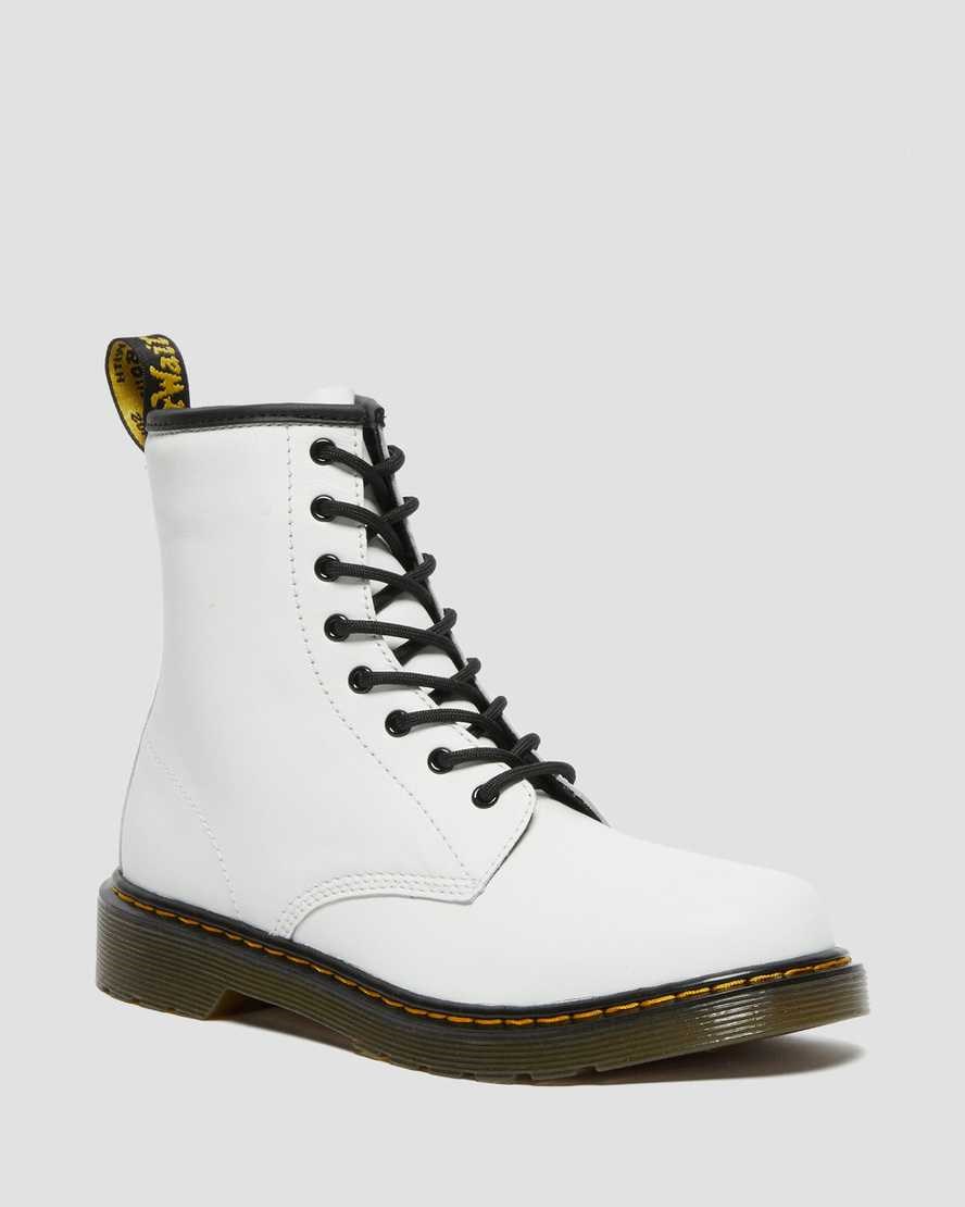 Dr Martens Youth 1460 Leather Kids' Lace Up Boots White Romario | XCGOHS941