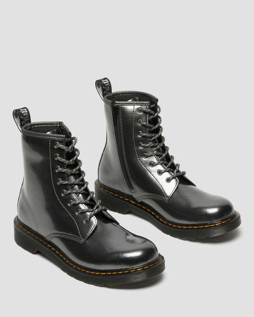 Dr Martens Youth 1460 Metallic Kids' Lace Up Boots Grey Spark | DIWZMQ048