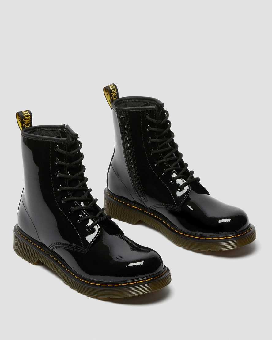 Dr Martens Youth 1460 Patent Leather Kids' Lace Up Boots Black Patent Lamper | EUTJYX890