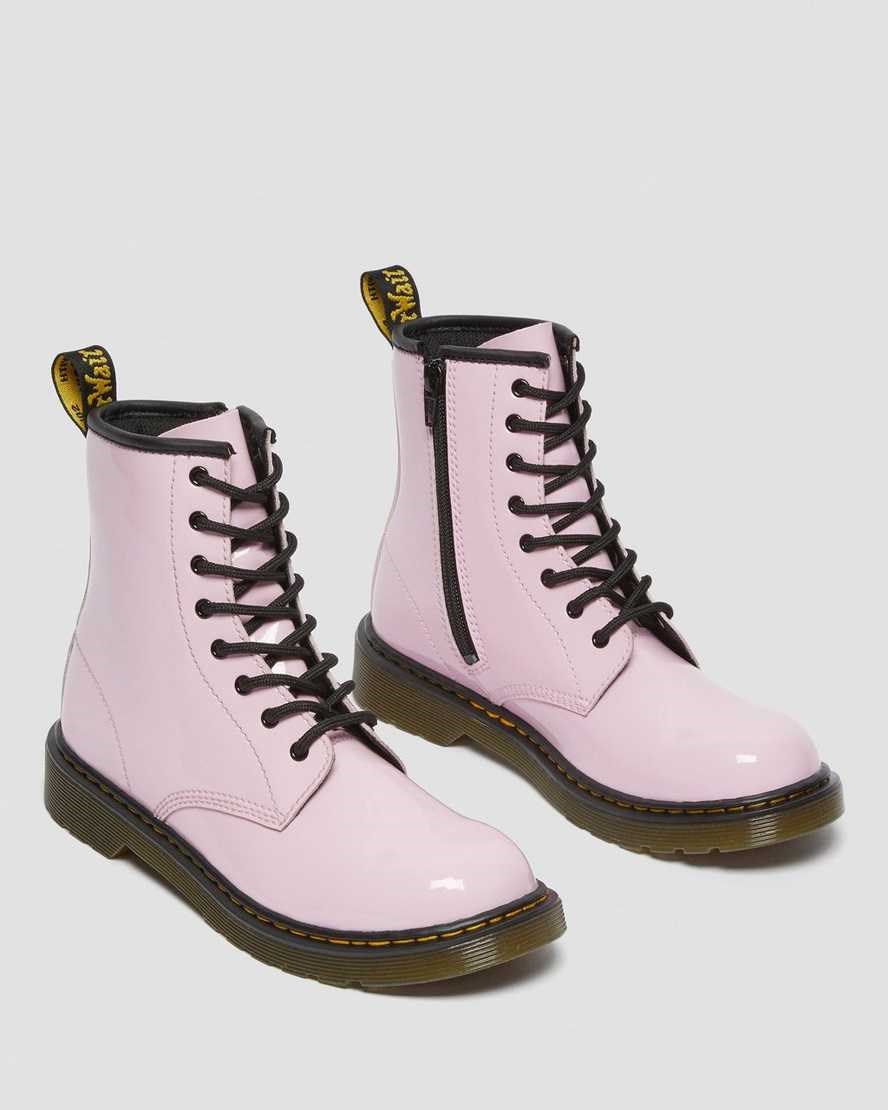 Dr Martens Youth 1460 Patent Leather Kids' Lace Up Boots Pale Pink Patent Lamper | NIYJMU401