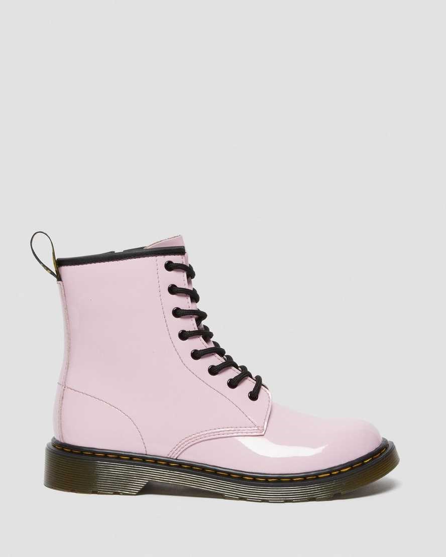 Dr Martens Youth 1460 Patent Leather Kids' Lace Up Boots Pale Pink Patent Lamper | NIYJMU401