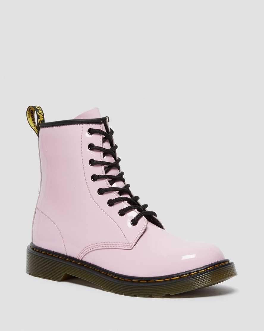 Dr Martens Youth 1460 Patent Leather Kids\' Lace Up Boots Pale Pink Patent Lamper | NIYJMU401