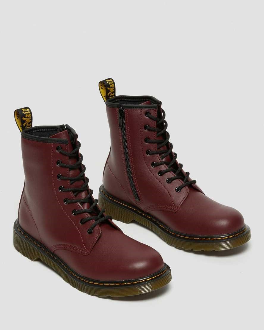 Dr Martens Youth 1460 Softy T Leather Kids' Lace Up Boots Cherry Red Softy T | IXQMCL625