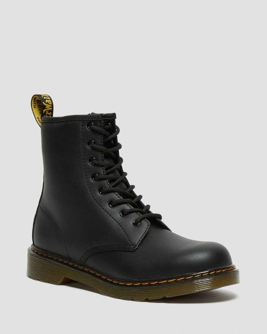 Dr Martens Youth 1460 Softy T Leather Kids\' Lace Up Boots Black Softy T | OFBNHL536