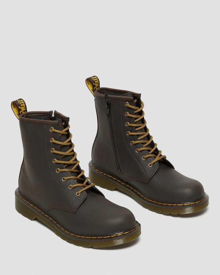 Dr Martens Youth 1460 Wildhorse Leather Kids' Lace Up Boots Dark Brown Wildhorse Lamper | WUEDIL489